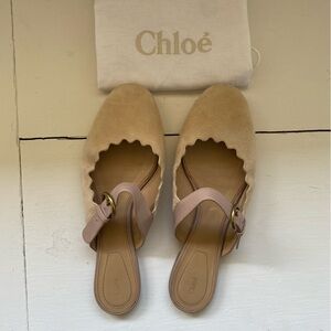 Chloe Lauren Suede Scalloped Mules